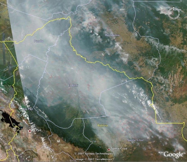 Focos de calor, Bolivia, 24 de agosto 2006